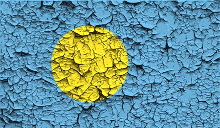 Flag of Palau with old texture. Vector illustrationのイラスト素材