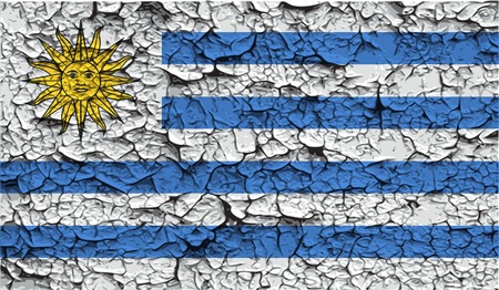 Flag of Uruguay with old texture. Vector illustrationのイラスト素材