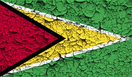 Flag of Guyana with old texture. Vector illustrationのイラスト素材