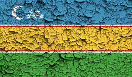 Flag of Karakalpakstan with old texture. Vector illustrationのイラスト素材