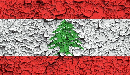 Flag of Lebanon with old texture. Vector illustrationのイラスト素材
