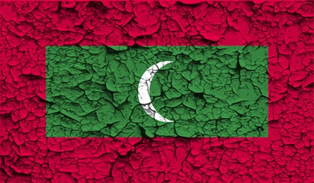 Flag of Maldives with old texture. Vector illustrationのイラスト素材