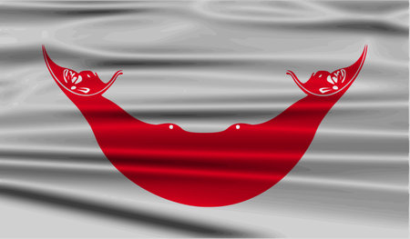 Flag of Easter Rapa Nui, CHILE with old texture. Vector illustrationのイラスト素材