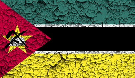 Flag of Mozambique with old texture. Vector illustrationのイラスト素材