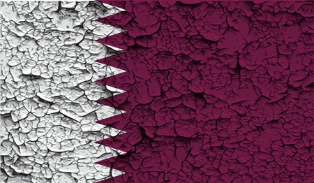 Flag of Qatar with old texture. Vector illustrationのイラスト素材