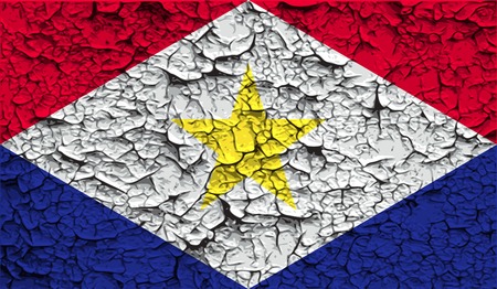 Flag of Saba with old texture. Vector illustrationのイラスト素材