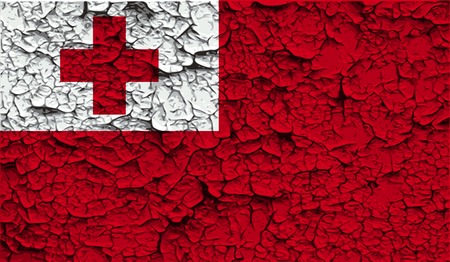 Flag of Tonga with old texture. Vector illustrationのイラスト素材