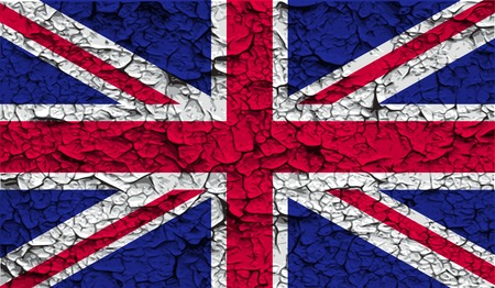 Flag of United Kingdom with old texture. Vector illustrationのイラスト素材