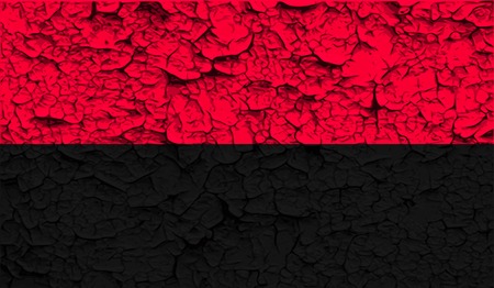 Flag of ukrainian nationalists OUN-UPA with old texture. Vector illustrationのイラスト素材