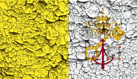 Flag of Vatican with old texture. Vector illustrationのイラスト素材