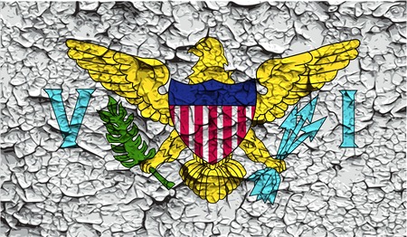 Flag of Virgin Islands US with old texture. Vector illustrationのイラスト素材