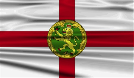 Flag of Alderney with old texture. Vector illustrationのイラスト素材