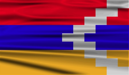 Flag of Karabakh Republic with old texture. Vector illustrationのイラスト素材