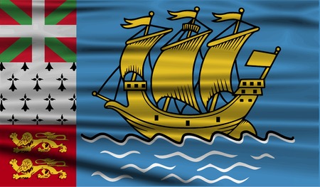Flag of Saint Pierre and Miquelon, France with old texture. Vector illustrationのイラスト素材