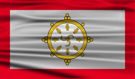 Flag of Sikkim with old texture. Vector illustrationのイラスト素材