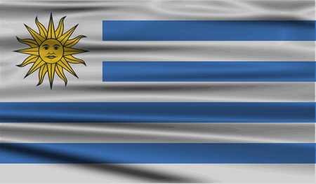 Flag of Uruguay with old texture. Vector illustrationのイラスト素材