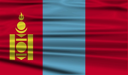 Flag of Mongolia with old texture. Vector illustrationのイラスト素材