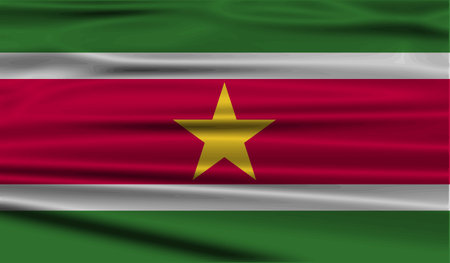 Flag of Suriname with old texture. Vector illustrationのイラスト素材