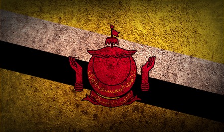 Flag of Brunei with old texture. Vector illustrationのイラスト素材