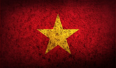 Flag of Vietnam with old texture. Vector illustrationのイラスト素材