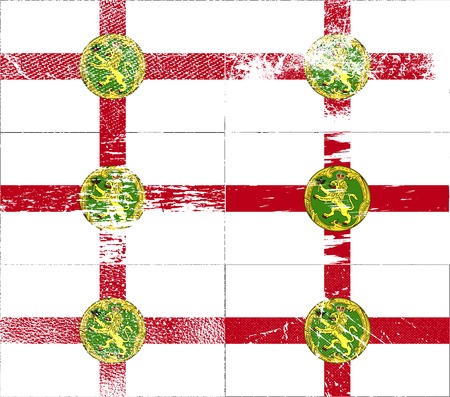 Flag of Alderney with old texture. Vector illustrationのイラスト素材