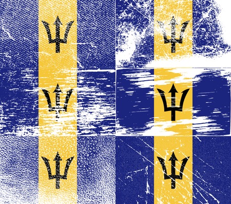 Flag of Barbados with old texture. Vector illustrationのイラスト素材
