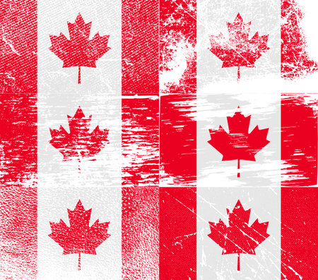 Flag of Canada with old texture. Vector illustrationのイラスト素材