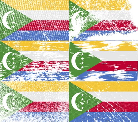 Flag of Comoros with old texture. Vector illustrationのイラスト素材