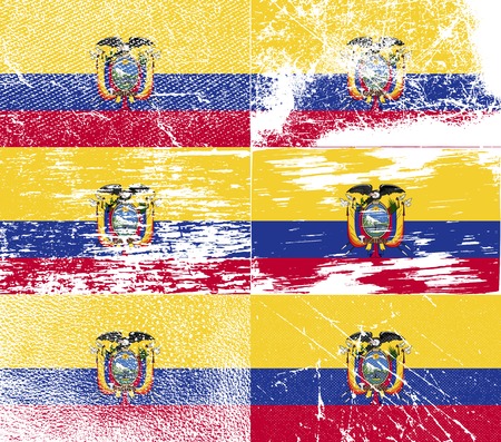 Flag of Ecuador with old texture. Vector illustrationのイラスト素材
