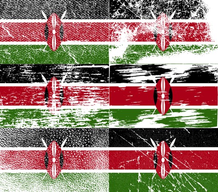 Flag of Kenya with old texture. Vector illustrationのイラスト素材