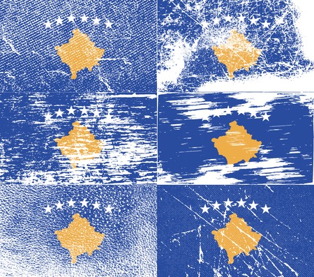 Flag of Kosovo with old texture. Vector illustrationのイラスト素材