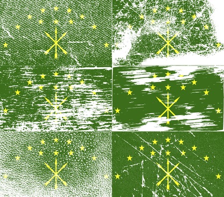 Flag of Adygea with old texture. Vector illustrationのイラスト素材
