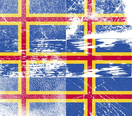Flag of Aland with old texture. Vector illustrationのイラスト素材