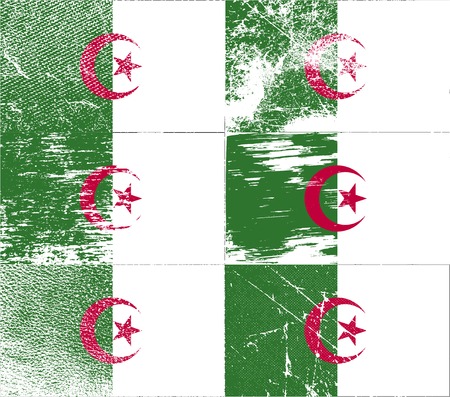 Flag of Algeria with old texture. Vector illustrationのイラスト素材