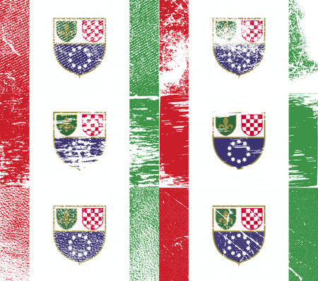 Flag of Bosnia and Herzegovina Federation with old texture. Vector illustrationのイラスト素材
