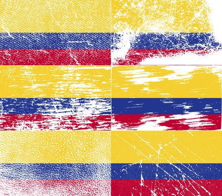 Flag of Colombia with old texture. Vector illustrationのイラスト素材
