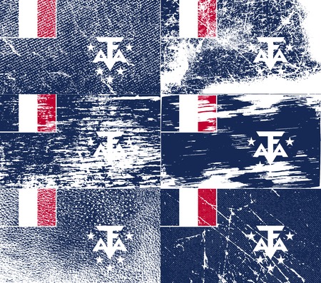 Flag of French Southern and Antarctic Lands with old texture. Vector illustrationのイラスト素材