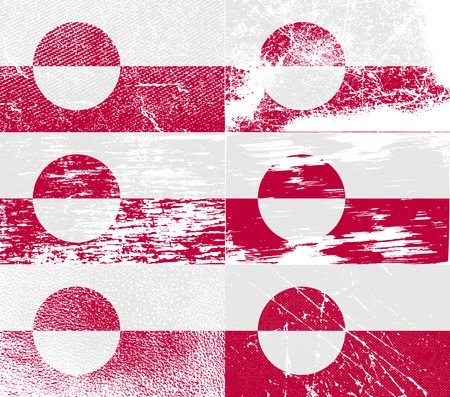 Flag of Greenland with old texture. Vector illustrationのイラスト素材