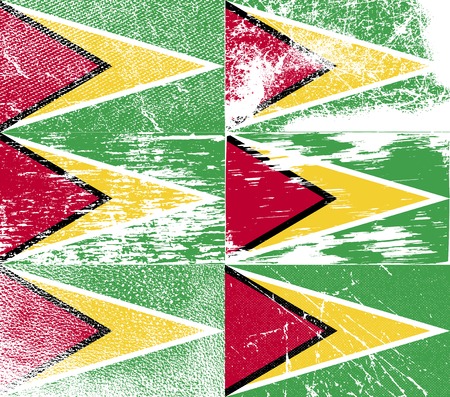 Flag of Guyana with old texture. Vector illustrationのイラスト素材