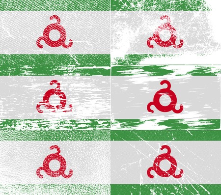 Flag of Ingushetia with old texture. Vector illustrationのイラスト素材