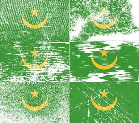 Flag of Mauritania with old texture. Vector illustrationのイラスト素材