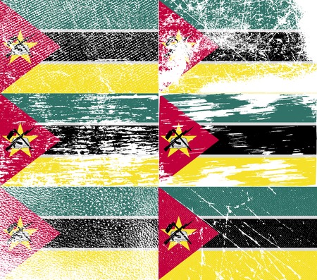Flag of Mozambique with old texture. Vector illustrationのイラスト素材