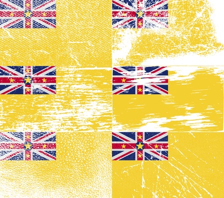 Flag of Niue with old texture. Vector illustrationのイラスト素材