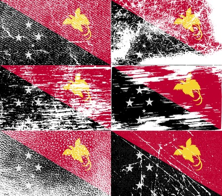 Flag of Papua New Guinea with old texture. Vector illustrationのイラスト素材