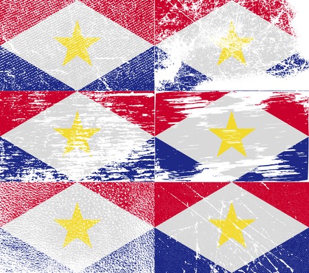 Flag of Saba with old texture. Vector illustrationのイラスト素材
