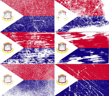 Flag of Saint Martin with old texture. Vector illustrationのイラスト素材