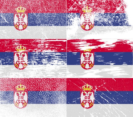 Flag of Serbia with old texture. Vector illustrationのイラスト素材