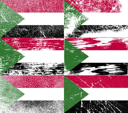 Flag of Sudan with old texture. Vector illustrationのイラスト素材
