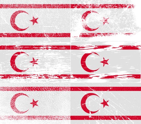 Flag of Turkish Northern Cyprus with old texture. Vector illustrationのイラスト素材