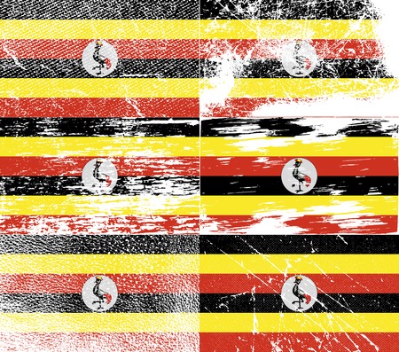 Flag of Uganda with old texture. Vector illustrationのイラスト素材